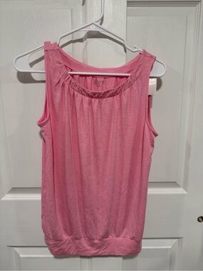 LOFT Pink Gathered-Neck Sleeveless Tank